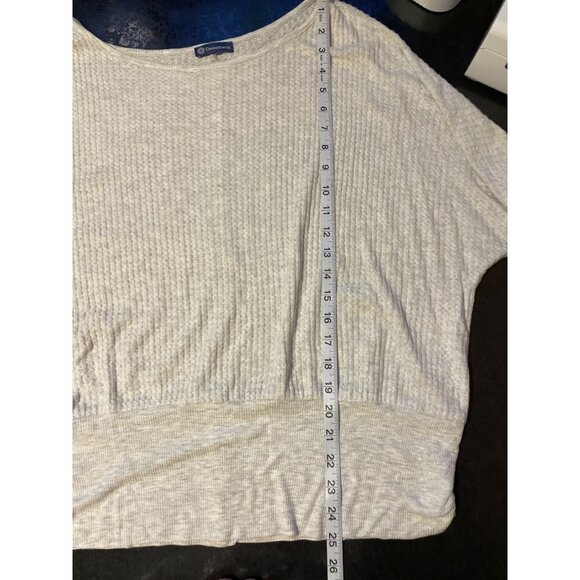 Democracy Gray Loose Fit Butterfly Sleeve Waffle Texture Lightweight Top Sz L - Picture 9 of 11
